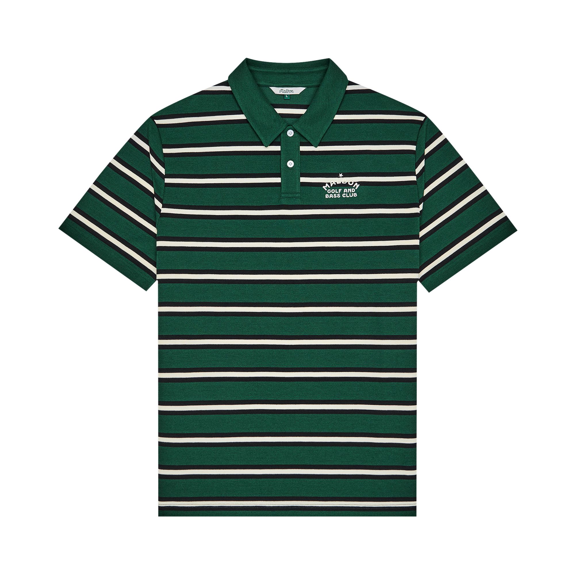 Pre-owned Malbon Fairway Bass Club Polo Shirt 'forest Stripe' | Green | Men's Size M