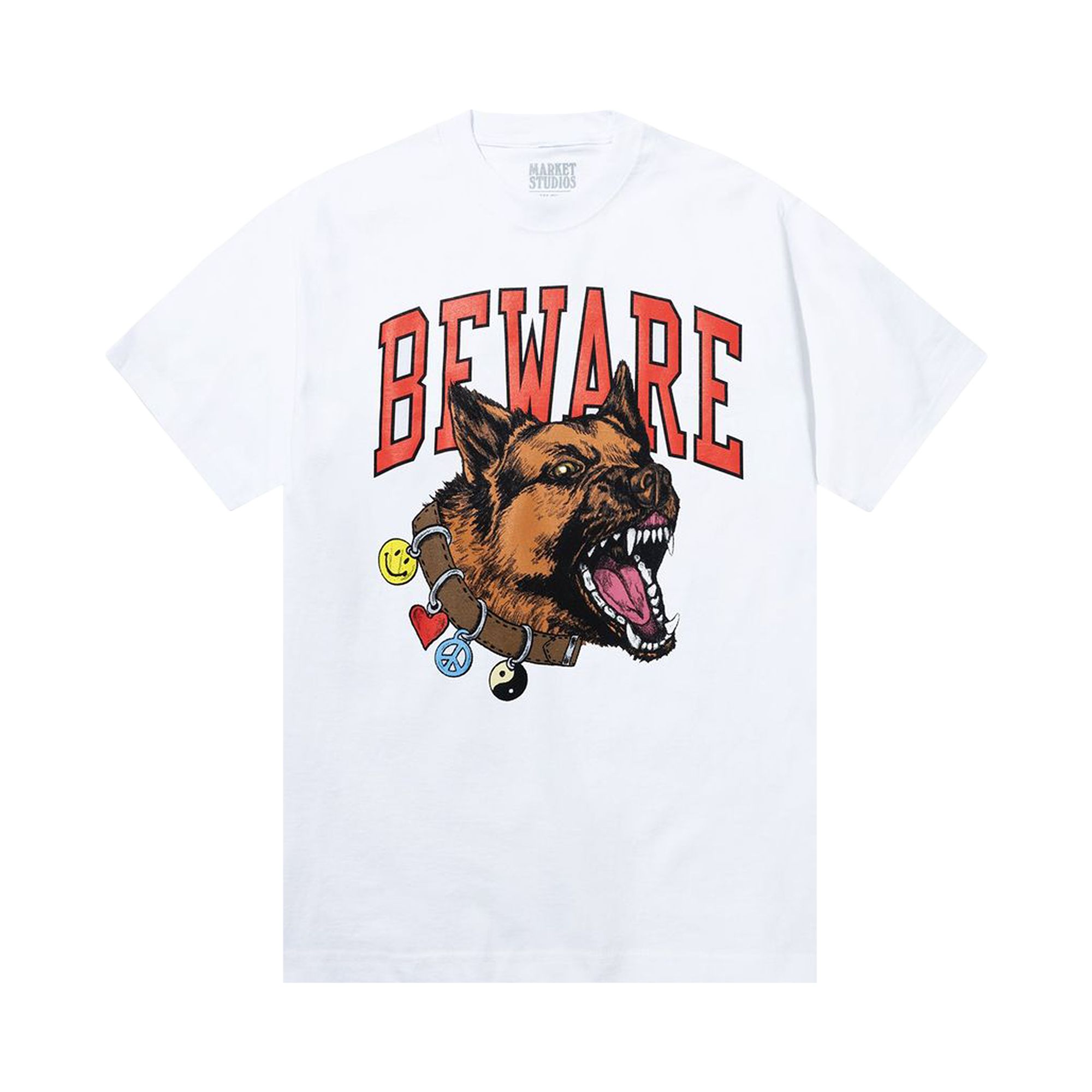 Pre-owned Market Smiley Beware My Collar T-shirt 'white' | Men's Size Xl