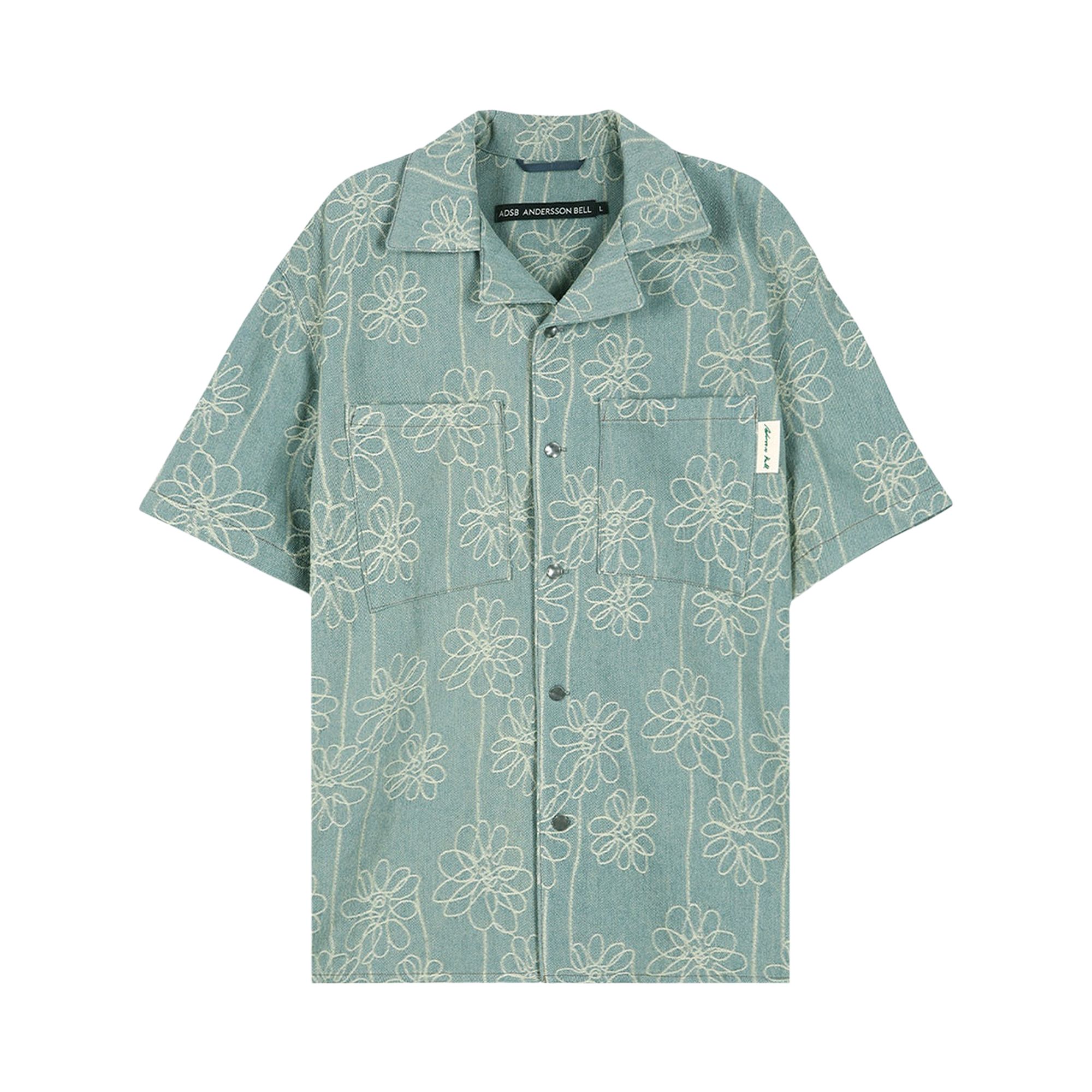 Pre-owned Andersson Bell Flower Embroidery Open Collar Shirt 'blue' | Men's Size Xl