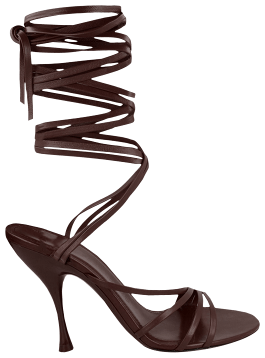 Ferragamo Wmns Victoria X5 Wrap Tie Sandal Dark Brown