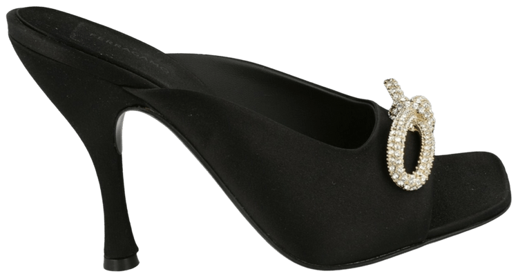 Ferragamo Wmns Crystal Embellished Knot Detail Mule Black