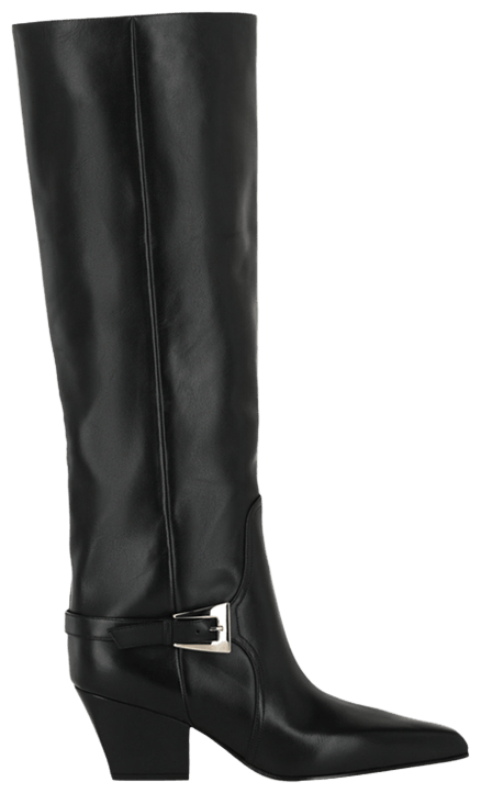 Paris Texas Wmns Jane Buckle Knee High Boot Black