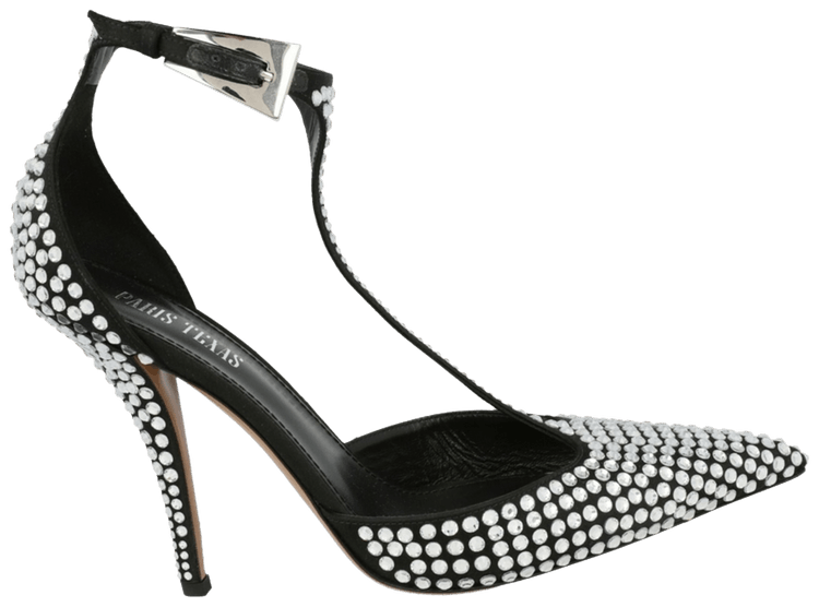 Paris Texas Wmns Jessica T Strap Pump Black Crystal Diamond