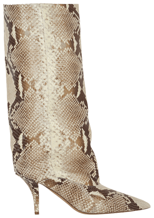 Paris Texas Wmns Ines Printed Python Mid Calf Boot Chalk