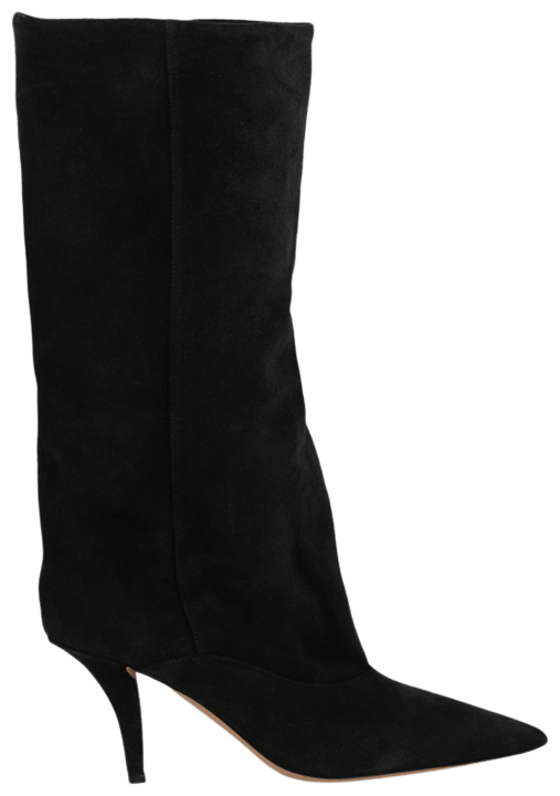 Paris Texas Wmns Ines Suede MidCalf Boot Off Black
