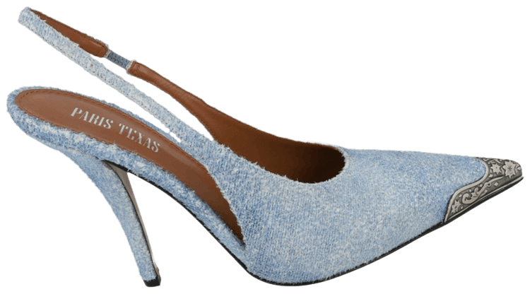 Paris Texas Wmns Jessica Western Slingback Denim Pump Blue