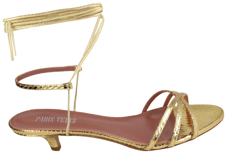 Paris Texas Wmns Linda Metallic Python Print Lace Up Sandal Gold