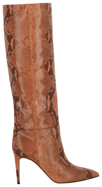 Paris Texas Wmns Printed Python Knee High Boot Brown