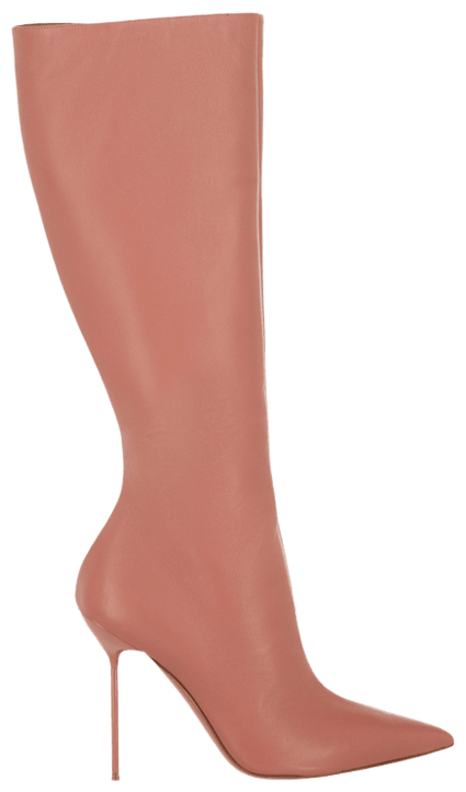 Paris Texas Wmns Lidia Leather Knee High Boot Pink