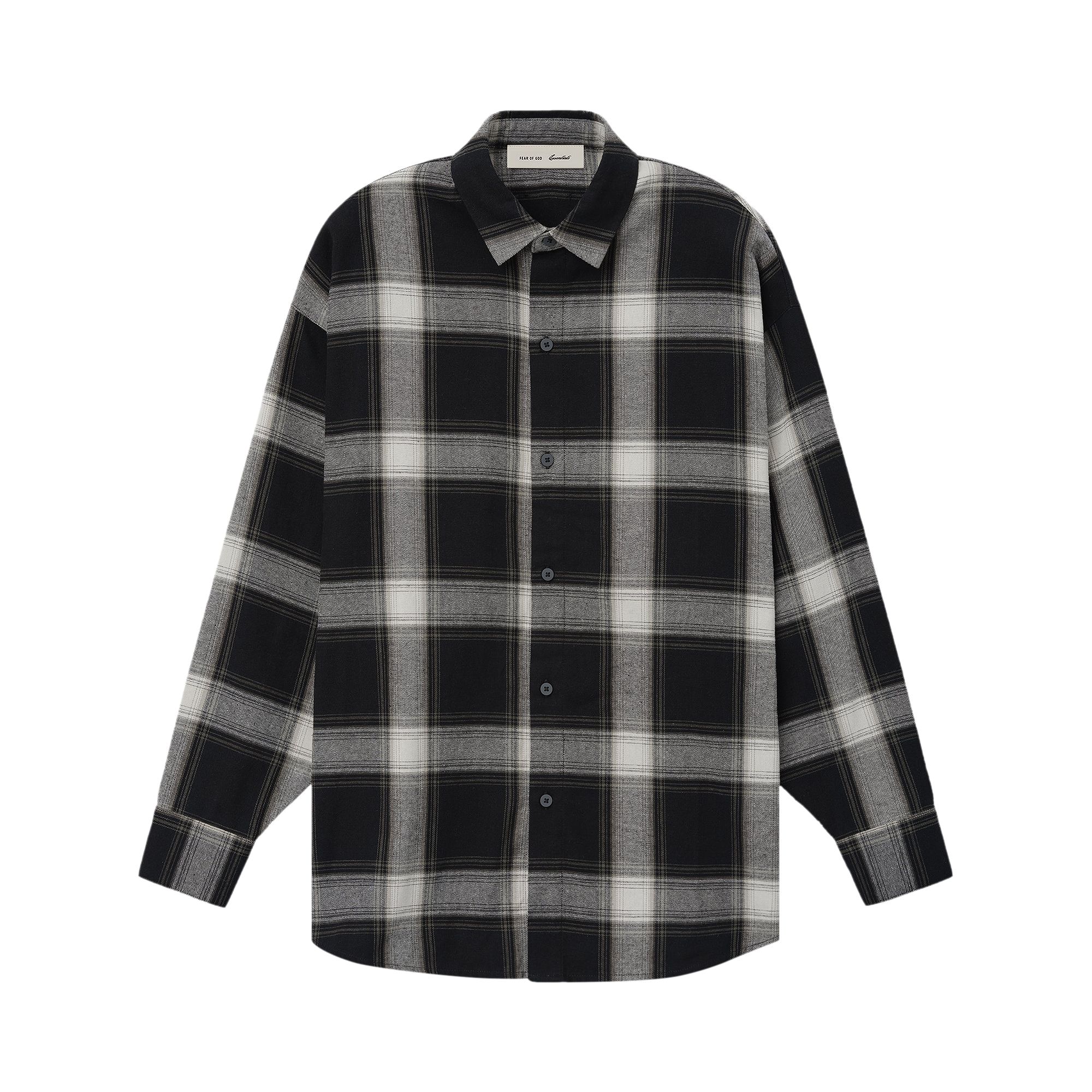 Pre-owned Essentials Fear Of God  Flannel Button Up Shirt 'iron Grey Plaid' | Women's Size L