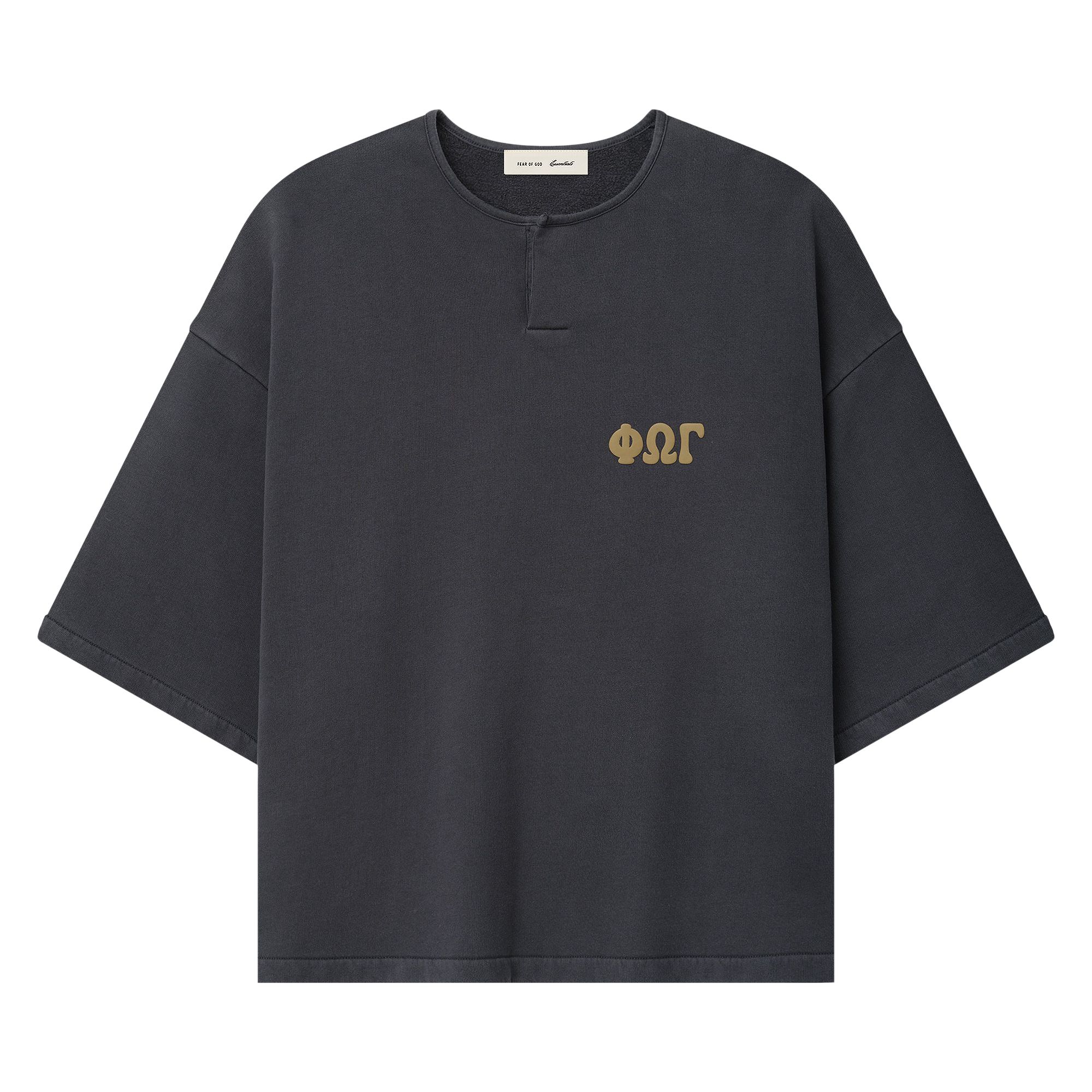 Pre-owned Essentials Fear Of God  3/4 Henley Sweatshirt 'washed Iron Grey' | Black | Men's Size L