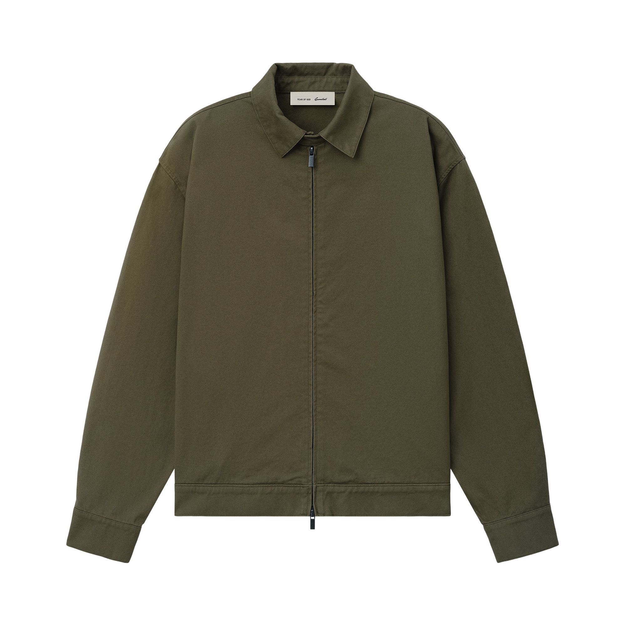 Pre-owned Essentials Fear Of God  Cotton Twill Work Jacket 'moss' | Green | Men's Size M
