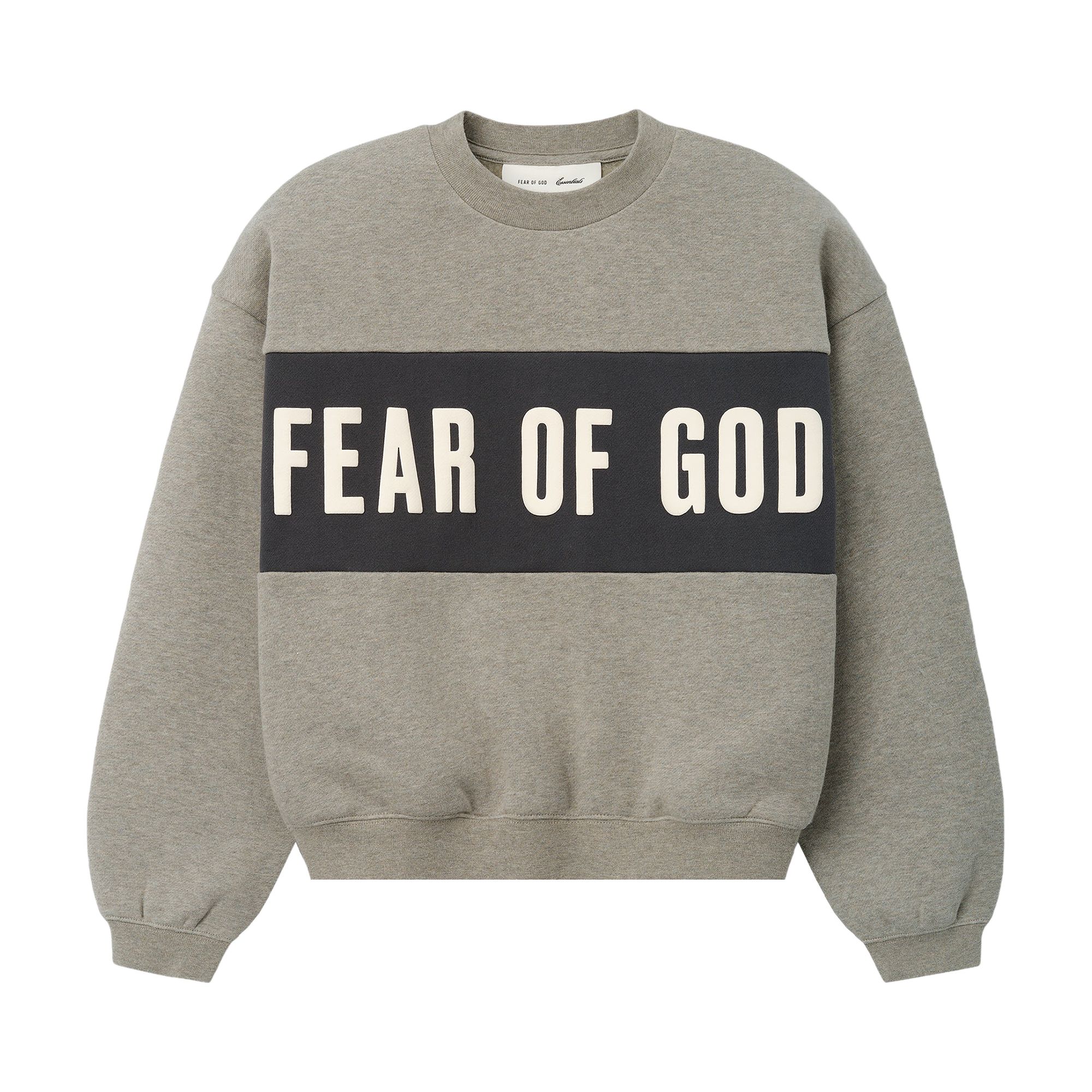 Pre-owned Essentials Fear Of God  Cropped Relaxed Panelled Sweatshirt 'seal Heather/ Iron Grey' | Kid's Size -4