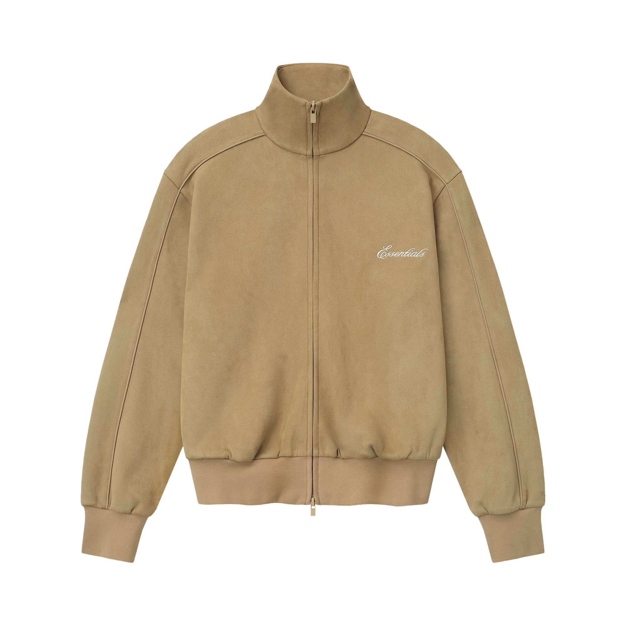Pre-owned Essentials Fear Of God  Suede Fleece Signature Vintage Track Jacket 'dune' | Tan | Women's Size L
