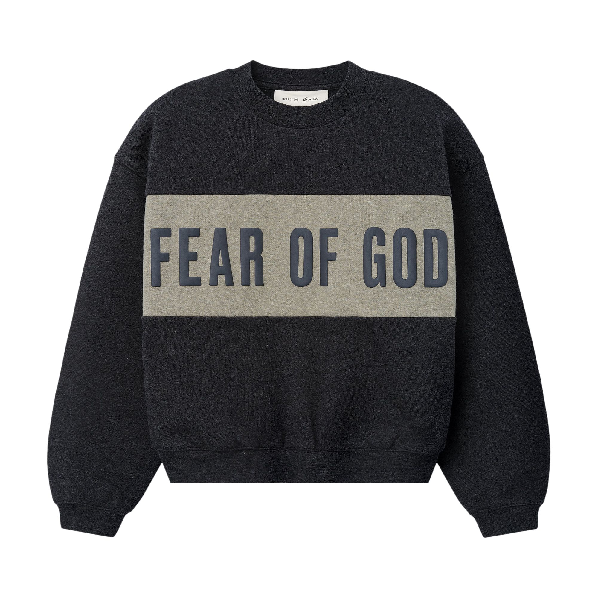 Pre-owned Essentials Fear Of God  Cropped Relaxed Panelled Sweatshirt 'iron Grey Heather/ Seal Heather' | Kid's