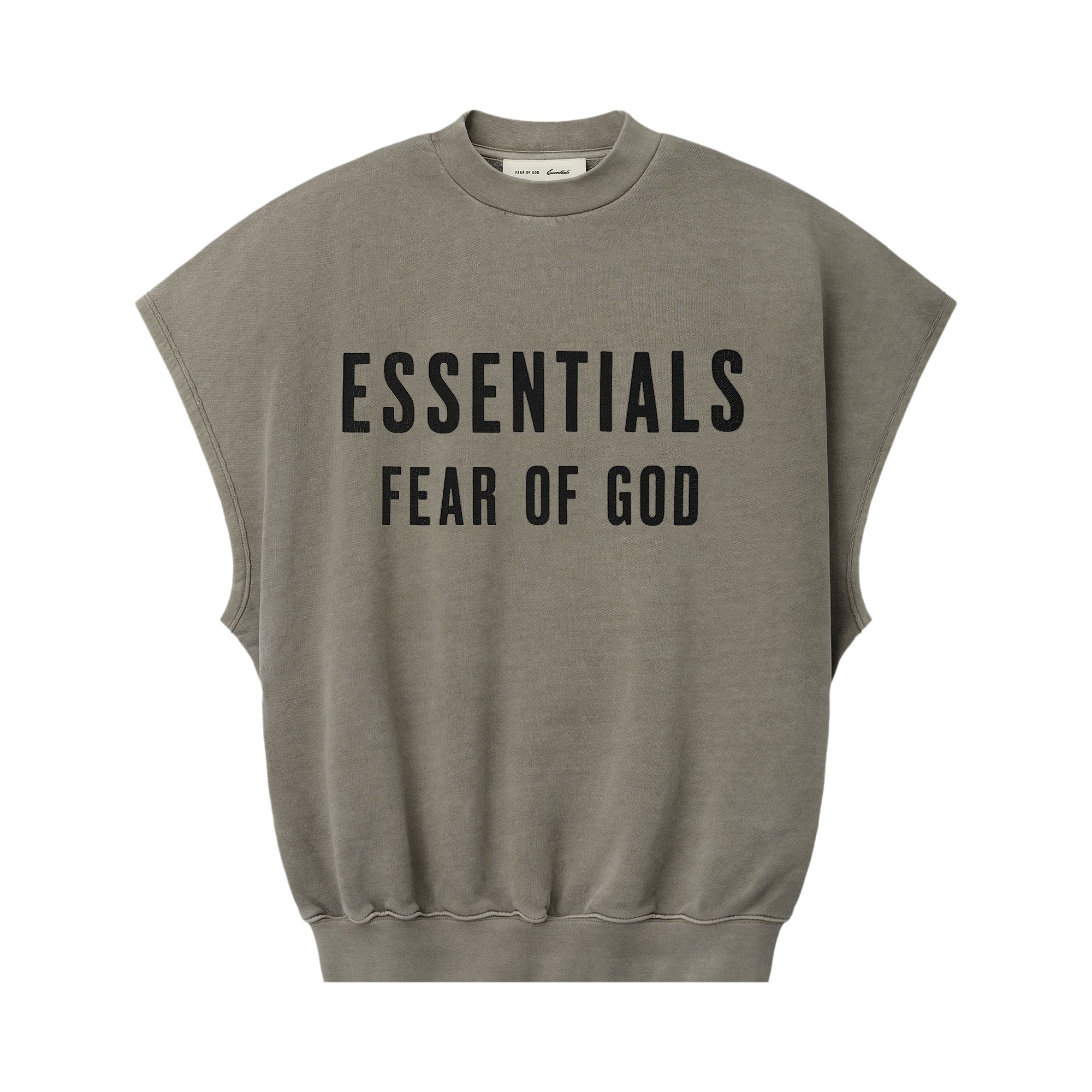 Pre-owned Essentials Fear Of God  Relaxed Fleece Cutoff Sweatshirt 'washed Seal' | Grey | Men's Size L
