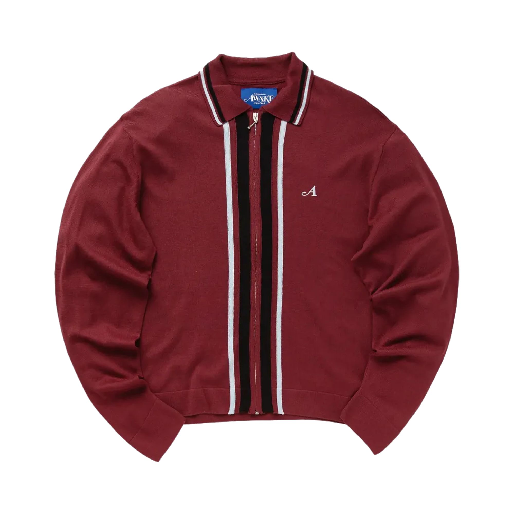 Pre-owned Awake Ny Zip-up Striped Cardigan 'merlot Burgundy' | Red | Men's Size Xl