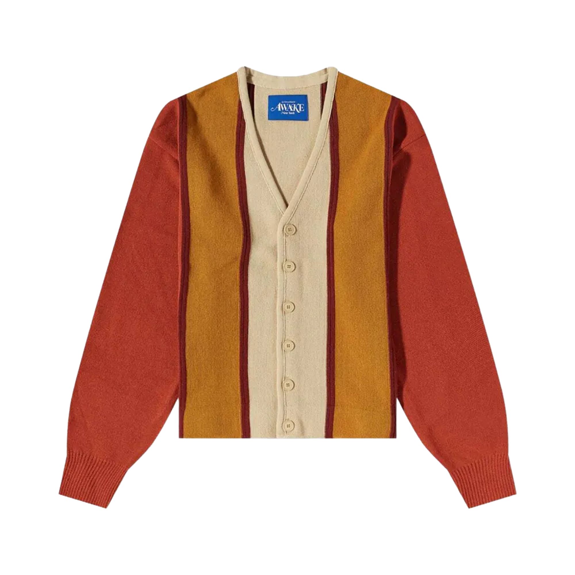 Pre-owned Awake Ny Striped Cardigan 'rust/orange' | Men's Size S