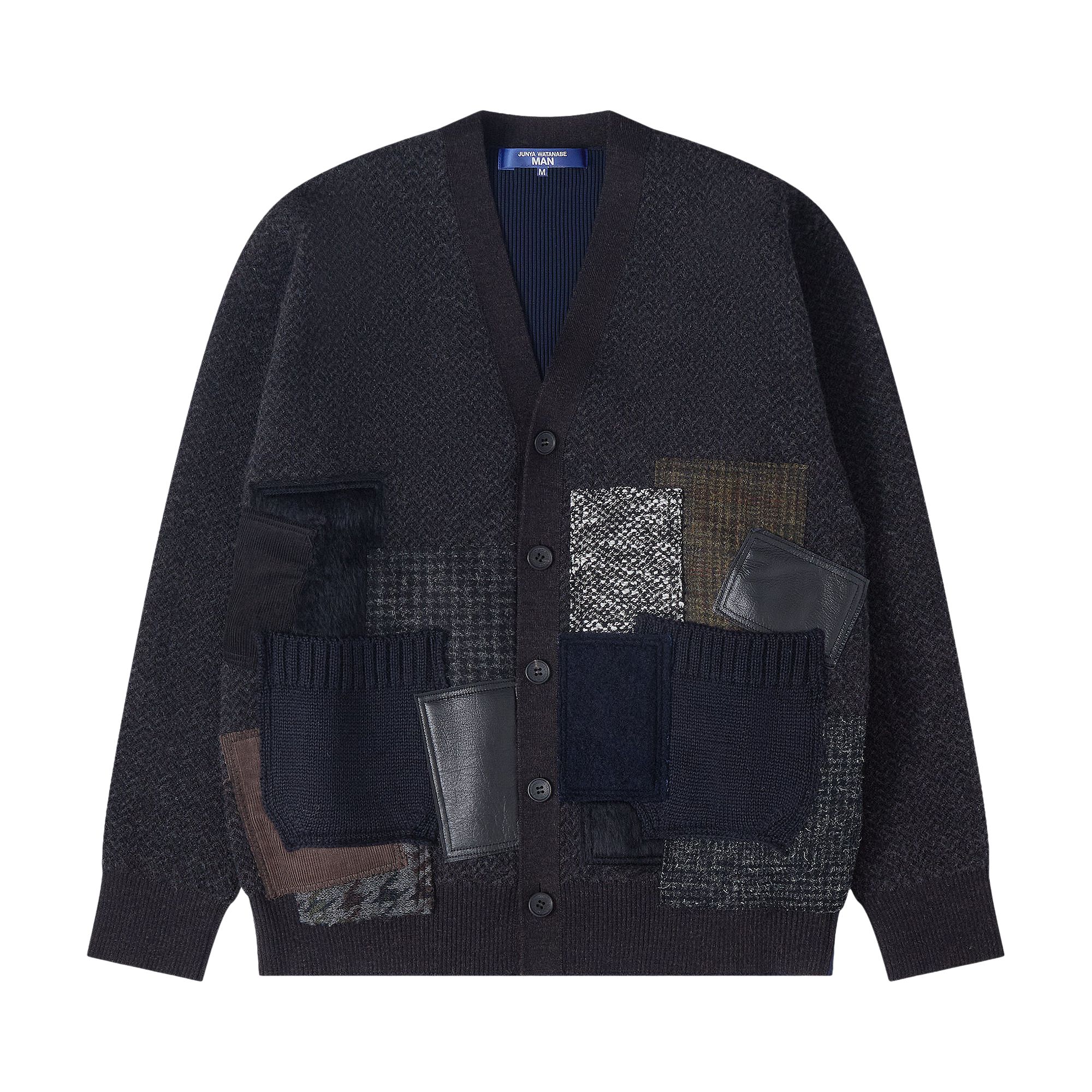 Pre-owned Junya Watanabe Mixed Patchwork Cardigan 'brown/navy' | Men's Size L