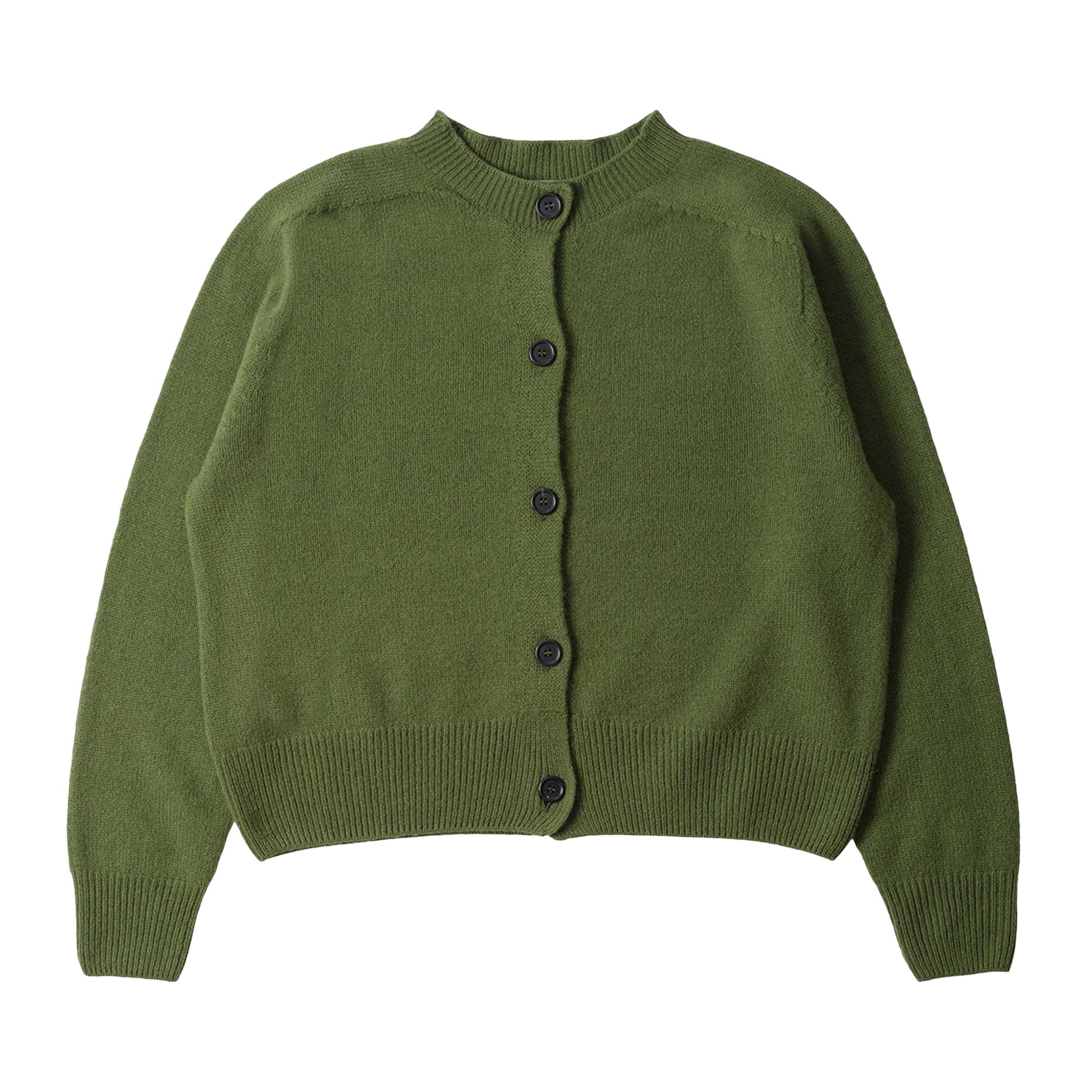 Pre-owned Margaret Howell Small Crew Neck Cardigan 'wheatgrass' | Green | Women's Size 8