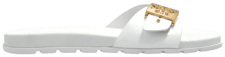 Tory Burch Wmns Mellow Buckle Slide Sandal White Gold