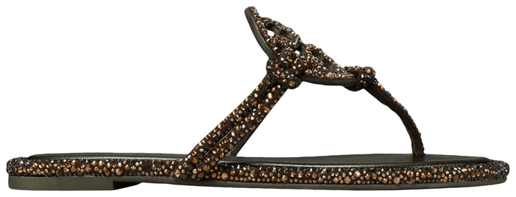 Tory Burch Wmns Miller Knotted Crystal Sandal Cocoa