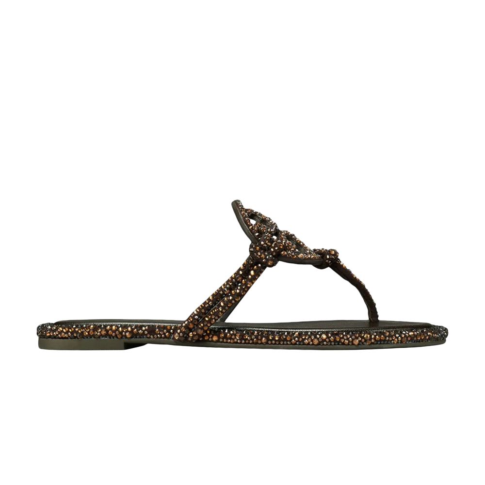 Pre-owned Tory Burch Wmns Miller Knotted Crystal Sandal 'cocoa' | Tan | Women's Size 7.5