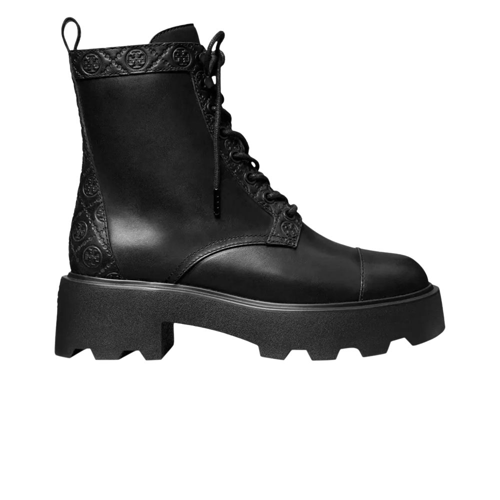 Pre-owned Tory Burch Wmns T Monogram Lug Ankle Boot 'perfect Black' | Women's Size 7.5