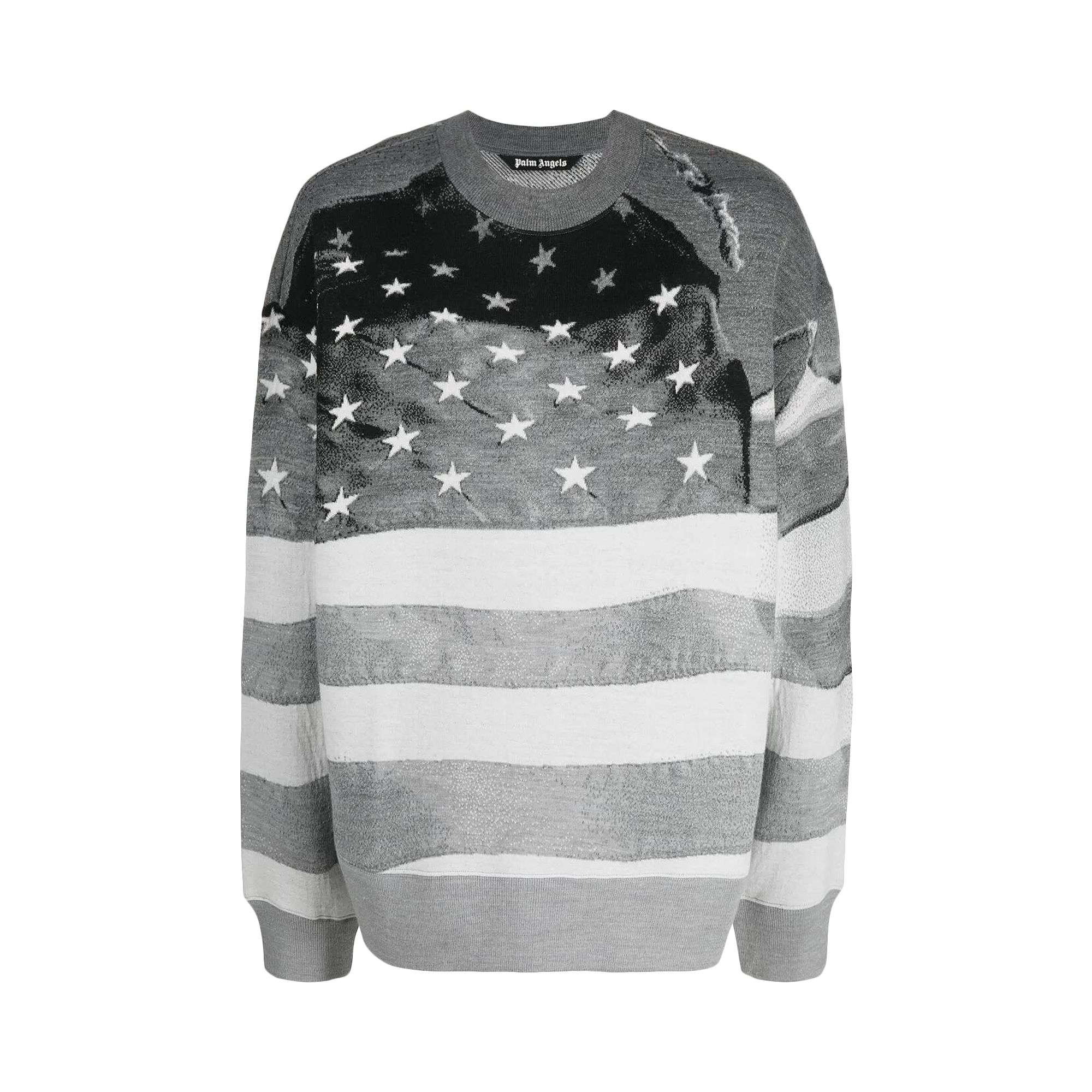 Pre-owned Palm Angels Jacquard Flag Sweater 'melange Grey' | Men's Size S