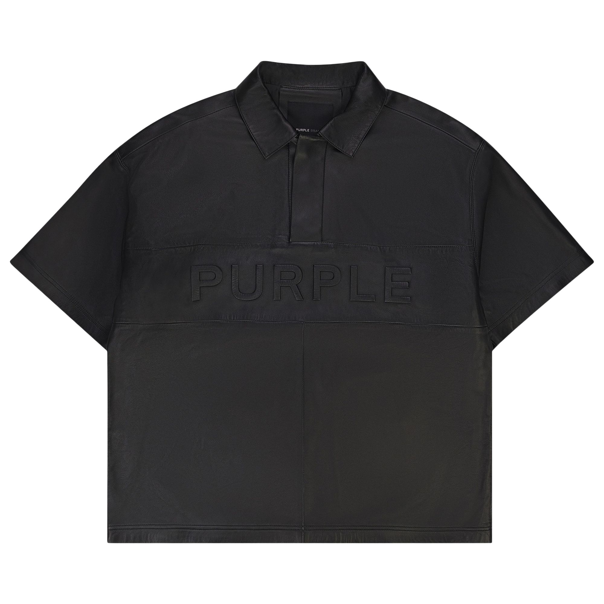 Pre-owned Purple Brand Leather Short-sleeve Polo 'black' | Men's Size M