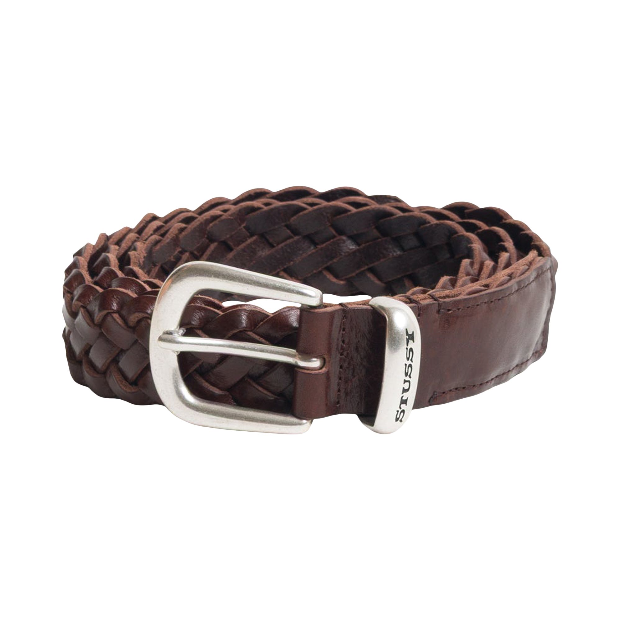 Pre-owned Stussy Braided Leather Belt 'brown' | Men's Size S/m
