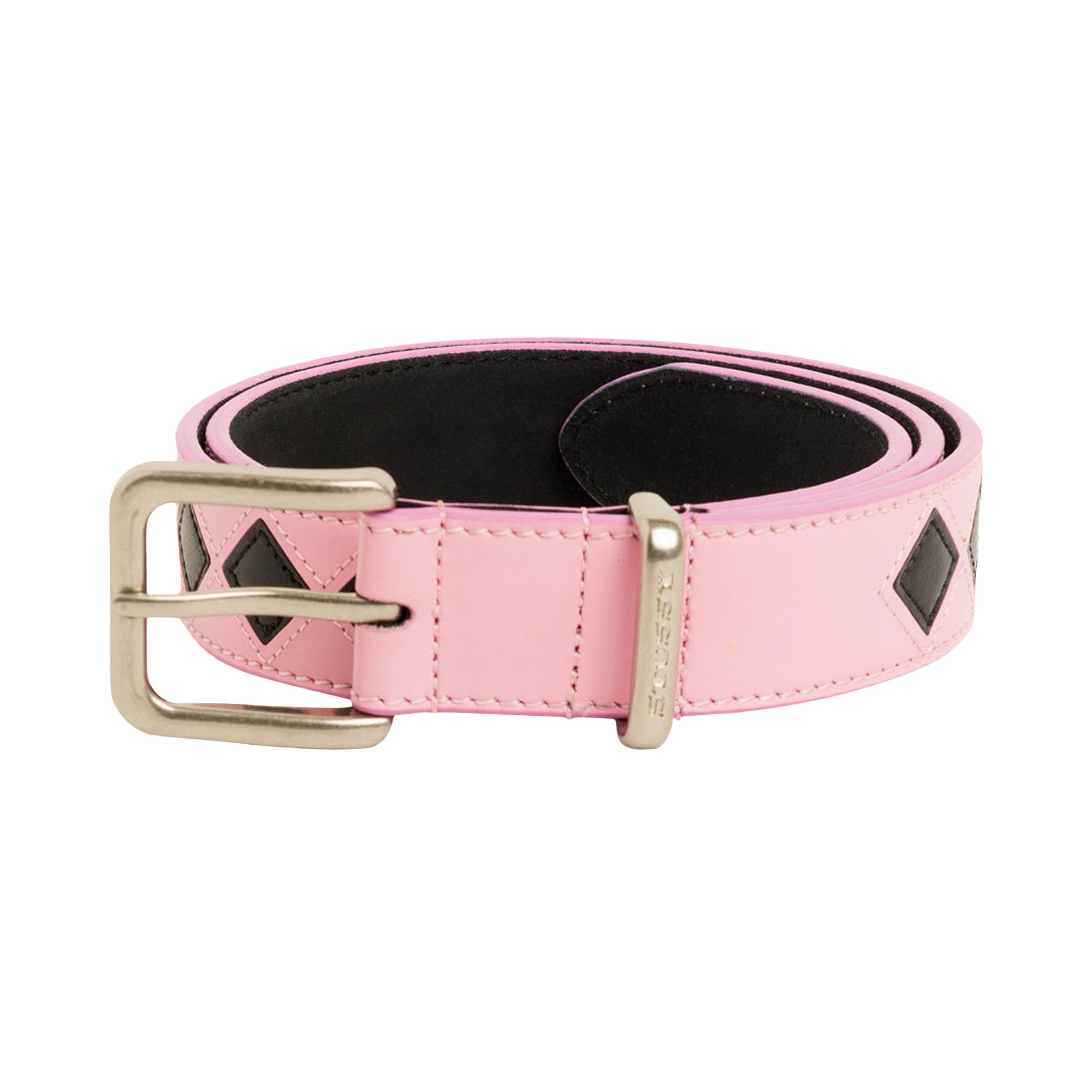 Pre-owned Stussy Argyle Leather Belt 'pink' | Men's Size S/m
