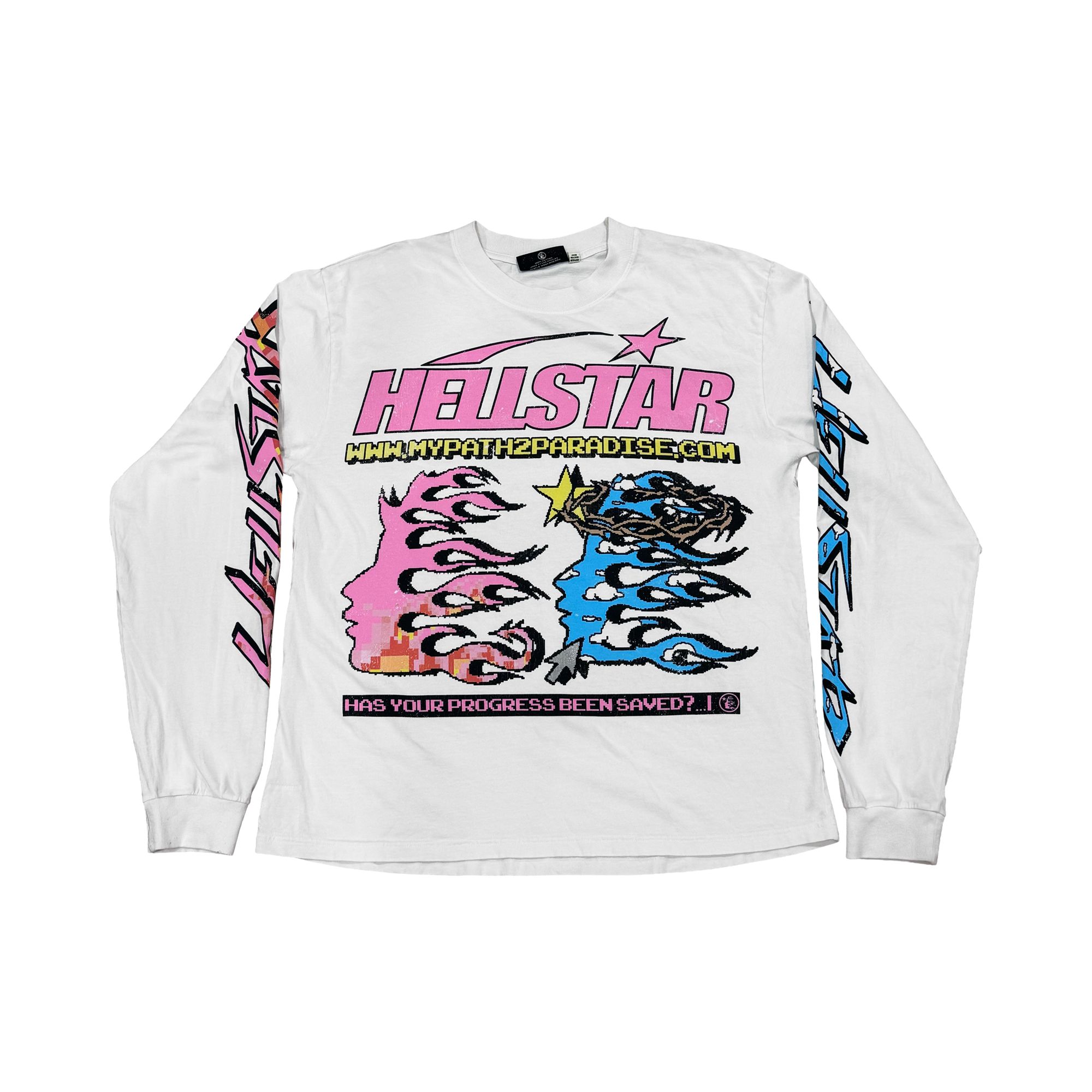 Pre-owned Hellstar Greatest Hits Pixel Long Sleeve 'white' | Men's Size L