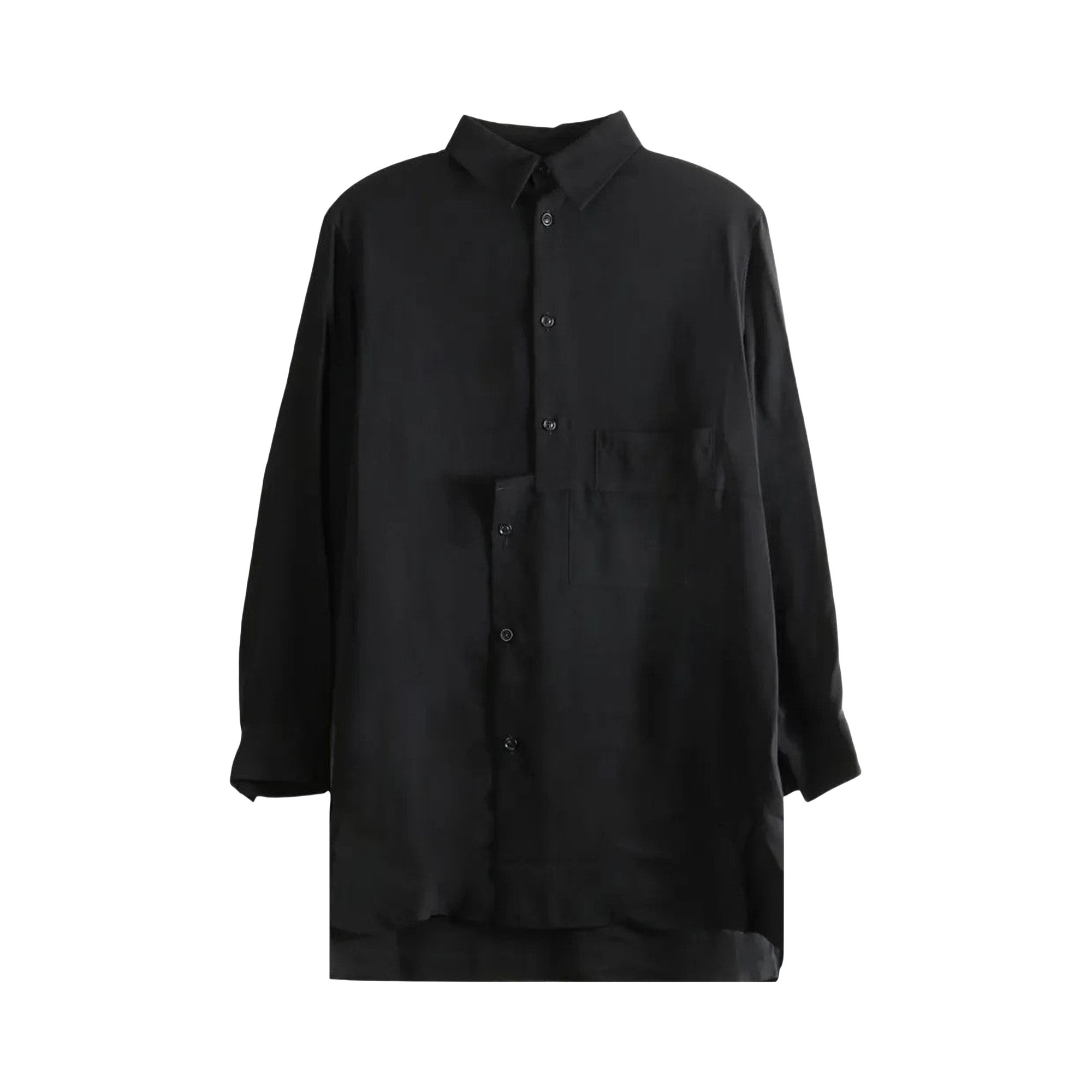 Pre-owned Y's O-left Front Unmatched Blouse 'black' | Women's Size 1
