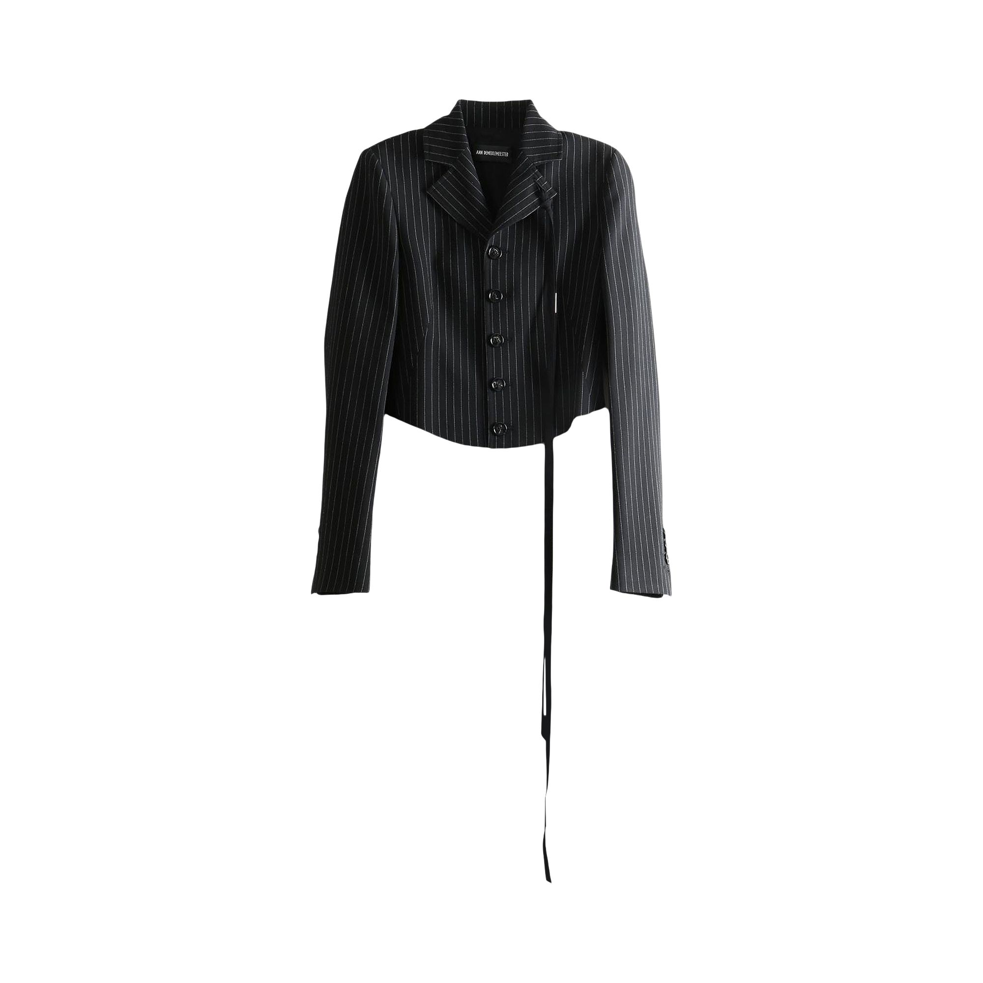Pre-owned Ann Demeulemeester Manda Cropped Fitted Jacket 'black/grey' | Women's Size 38