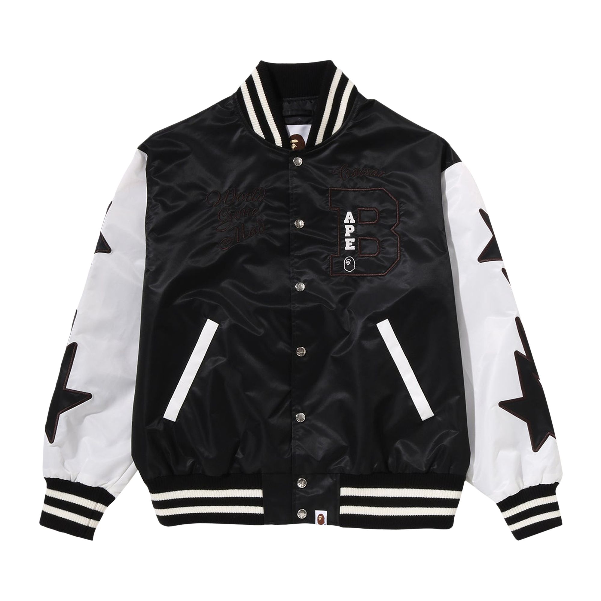 Pre-owned Bape Nylon Varsity Jacket 'black' | Men's Size L