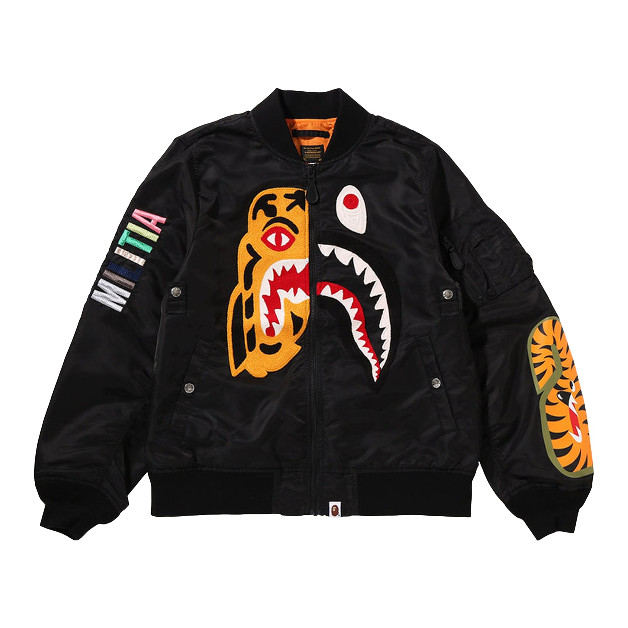 Pre-owned Bape Tiger Shark Bomber Jacket 'black' | Men's Size S