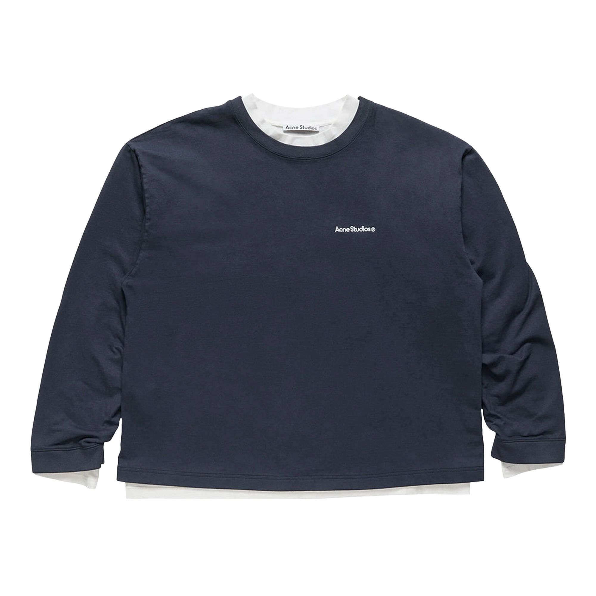 Pre-owned Acne Studios Layered Sweatshirt With Logo 'navy/white' | Blue | Men's Size M