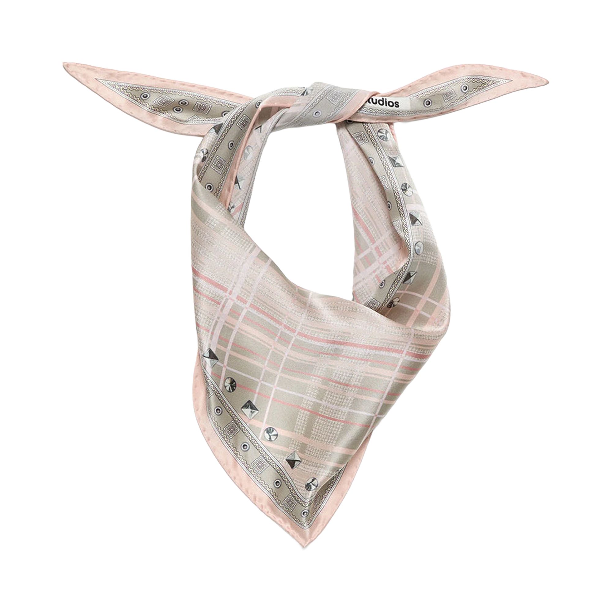 Pre-owned Acne Studios Checkered Silk Bandana 'pink/taupe' | Women's Size Onesize