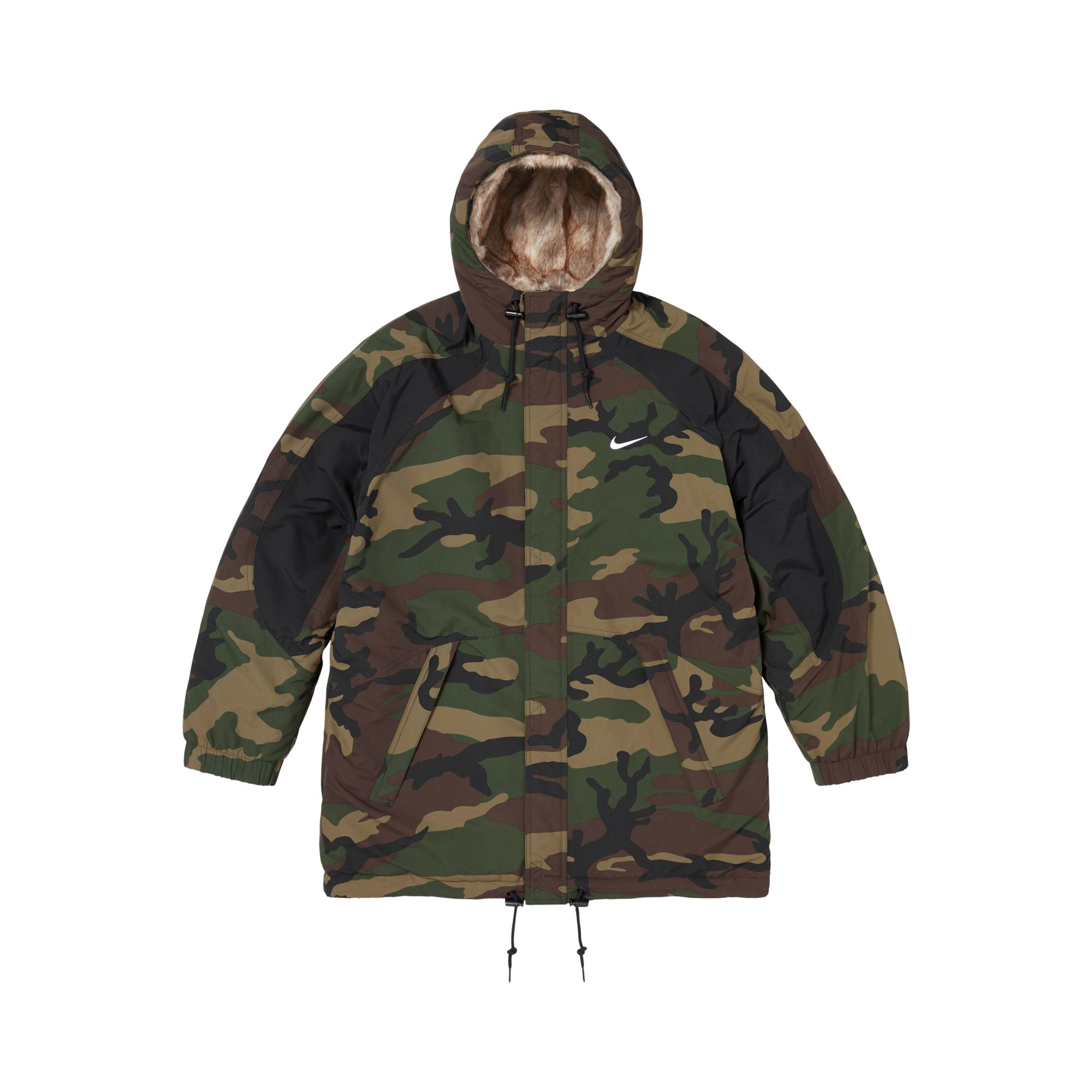 Pre-owned Supreme X Nike Faux Fur Reversible Parka 'woodland Camo' | Green | Men's Size S