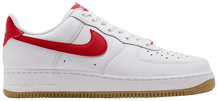 Nike Air Force 1 07 White Gum Light Brown Challenge Red