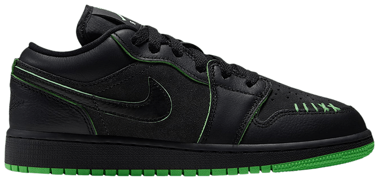 Air Jordan 1 Low SE GS Black Scream Green Dark Smoke Grey Black