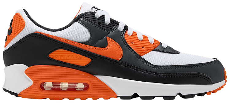 Nike Air Max 90 White Black Dark Smoke Grey Safety Orange