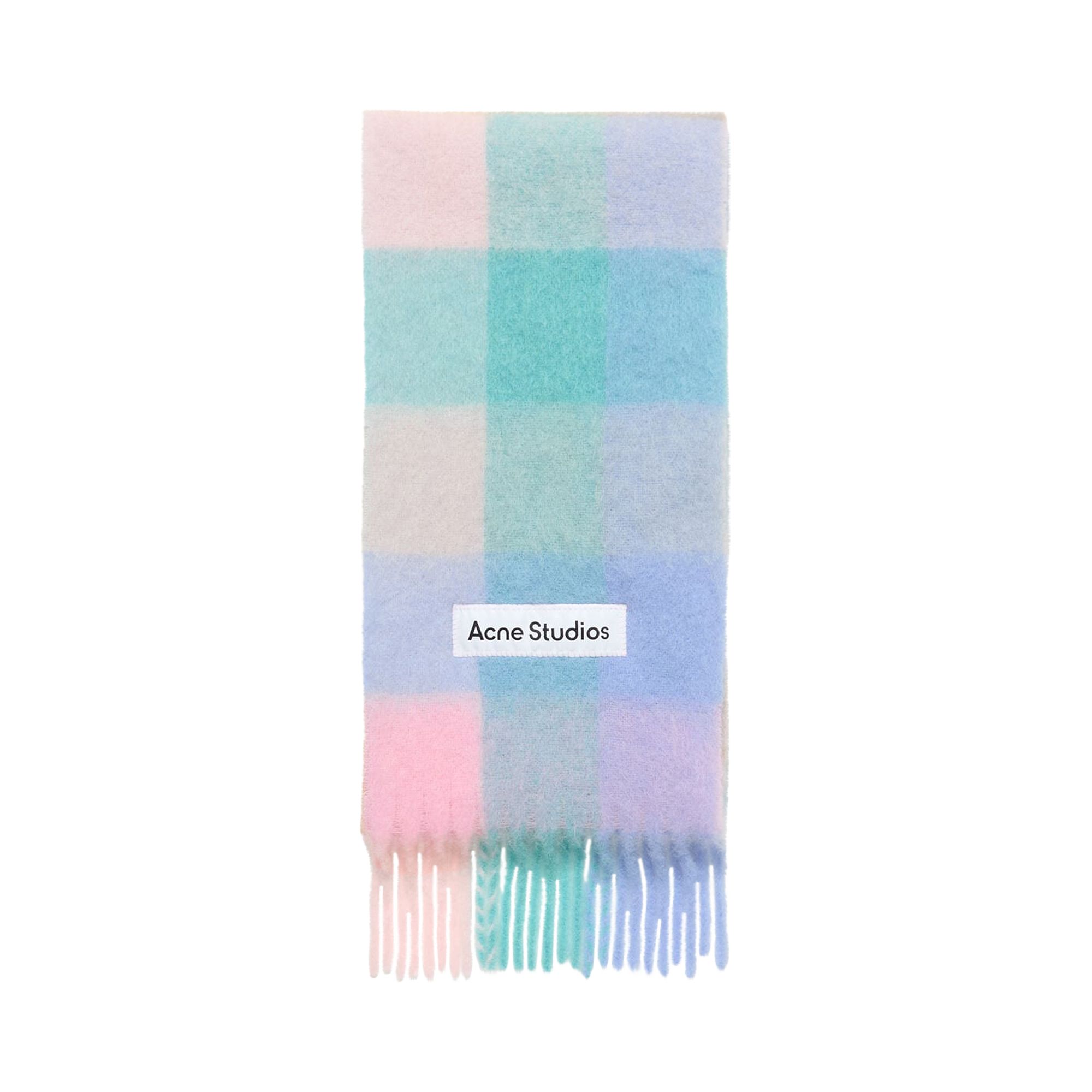 Pre-owned Acne Studios Mohair Checked Scarf 'baby Blue/pink/aqua' | Men's Size Onesize
