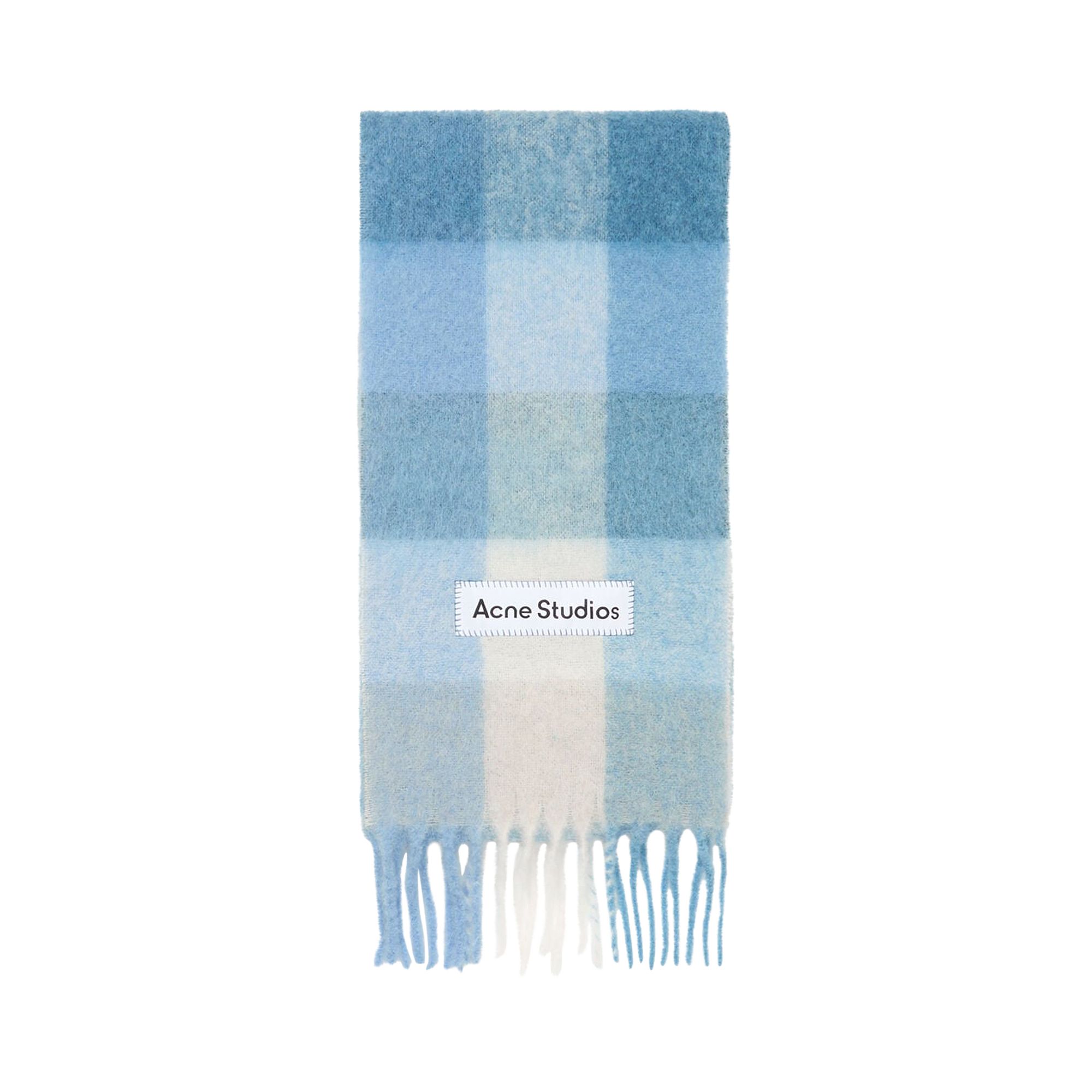 Pre-owned Acne Studios Mohair Checked Scarf 'light Blue/white/powder Blue' | Men's Size Onesize