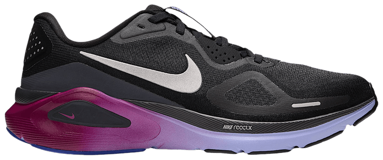 Nike Wmns Structure 26 Road Black Gridiron Purple Pulse Metallic Silver