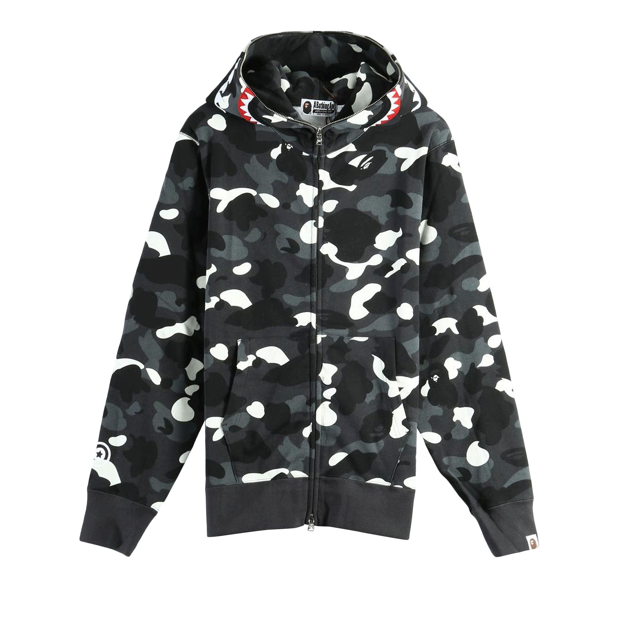 Pre-owned Bape City Camo Shark Regular Fit Full Zip Hoodie 'black' | Men's Size L