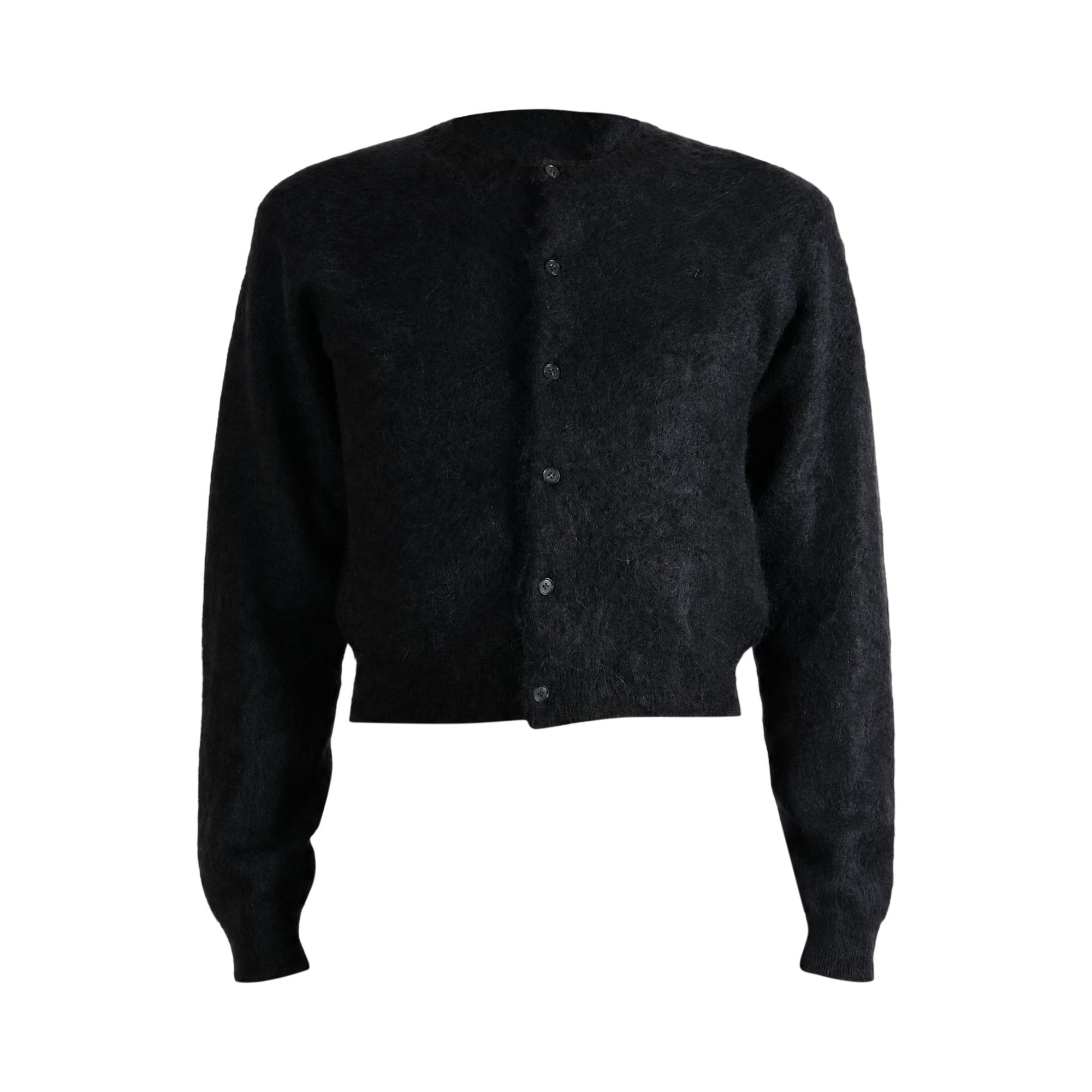 Pre-owned Auralee Garment-dyed Alpaca Fur Knit Crewneck Cardigan 'black' | Women's Size 0