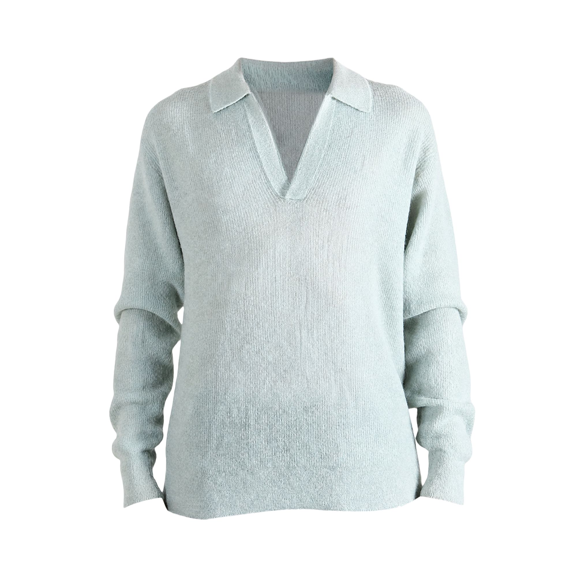 Pre-owned Auralee Suri Alpaca Sheer Knit Skipper Polo 'dusty Mint' | Tan | Men's Size 4