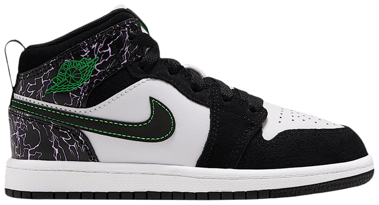 Air Jordan Jordan 1 Mid SE PS Black Summit White Laser Purple Scream Green